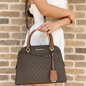 Michael Kors Satchel Crossbody Brown MK Signature